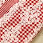 WHITE LACE & RED GINGHAM PLAID 100% COTTON CLOTH QUILT FABRIC K25 by 