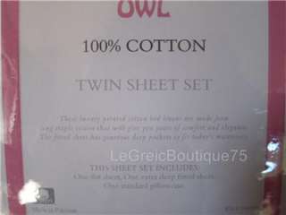   POSIES~ SPRING OWL ~ (7PC) GIRLS Twin Quilt set sheet pink bird  