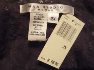NWT Max Studio Woman Nylon Mesh Sequin Tank Top ~Graphite * RTL $68 