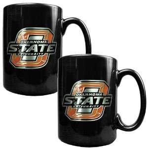  Oklahoma State Cowboys   NCAA 2pc Black Ceramic Mug Set 