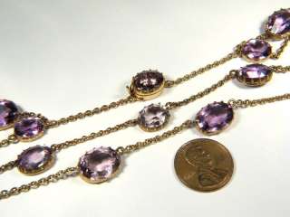 ANTIQUE ENGLISH 9K GOLD AMETHYST RIVIERE CHAIN NECKLACE  