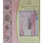 LIGHT PINK Double Swag Fabric Shower Curtain+Vinyl Liner+12 Matching 