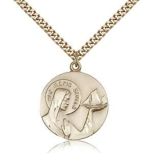 Gold Filled O/L Our Lady Star of the Sea Medal Pendant 1 x 7/8 Inches 