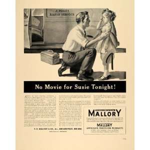 1940 Ad P. R. Mallory Jones Radio Engineer Father Girl   Original 
