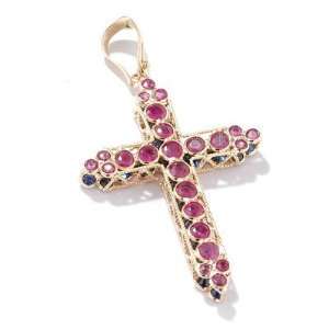   Ruby & Sapphire Reversible Cross or Star of David Pendant Jewelry