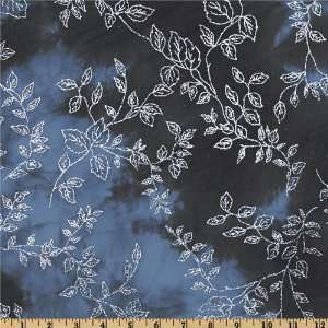  60 Wide Chiffon Glitter Knit Branches Navy Fabric By The 