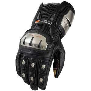 Icon Timax TRX Long Mens Leather Road Race Motorcycle Gloves   Black 