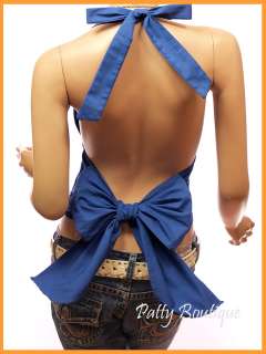 Adorable Halter Padded Waist Bow Backless Clubwear Blause Top  