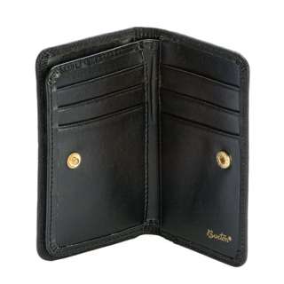 Women Buxton Leather Black Flower Deluxe Card Case Wallet  