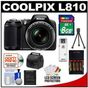 Nikon Coolpix L810 Digital Camera (Black) with 8GB Card + Batteries 
