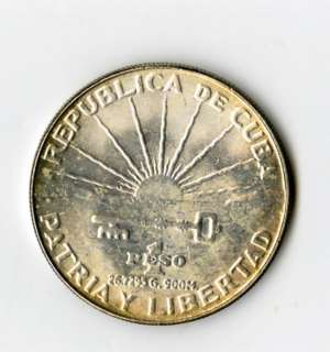 Cuba Coin 1953 Silver 1 Peso Jose Marti Centennial BU  