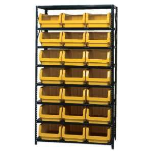 Storage Bin Unit 18 x 42 x 75, 8 Shelves, 21 QMS532 BLACK Bins 20 x 12