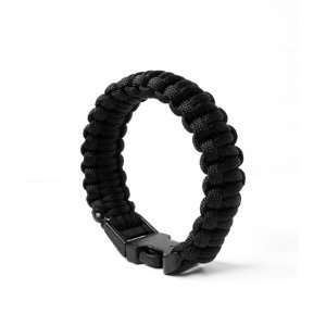 Large Black Ultra Paracord Survival Bracelet w/6 Cords Beneath the 