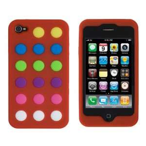   Silicone Dots Case for iPhone 4 / 4G   Red  Players & Accessories