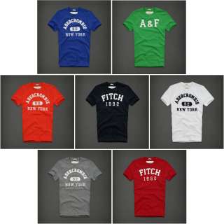   ABERCROMBIE T shirt Applique A&F Lewey Mountain Mens S,M,L,XL SUMMER