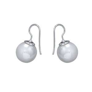   925 Sterling Silver Hook Earrings medium white Nature Shell Pearl OPM