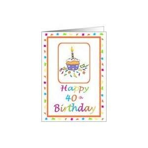  40 Years Old Lit Candle Cupcake Birthday Party Invitation 