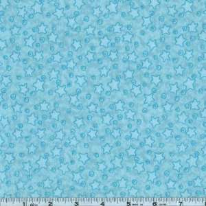  44 Wide Zoo Parade Flannel Stars Dusty Turquoise Fabric 