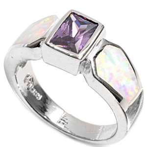  Sterling Silver Lab Opal Ring   4mm Band Width   9mm Face 