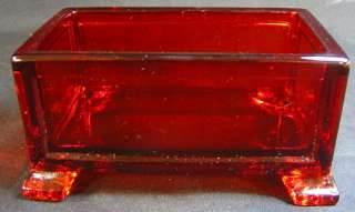   VINTAGE WESTMORELAND HANDPAINTED RUBY RED TRINKET BOX  