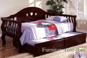 Traditional Daybed with Twin Trundle in a Dark Cher  