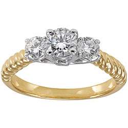 14k Two tone Gold Three stone 7/8ct TDW Diamond Engagement Ring (H I 