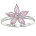 Sterling Silver Pink Cubic Zirconia Flower Baby Ring 