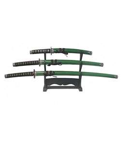 piece Green Warrior Katana Set with Stand  