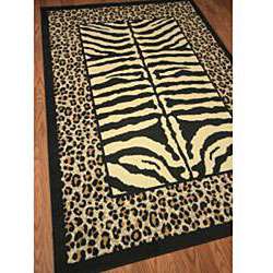   / Leopard Animal Print Border Ivory Rug (311 x 57)  