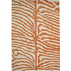 Handmade Orange Horizon Safari Wool Area Rug (4 x 6)  