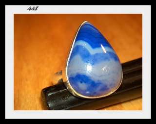 STERLING SILVER 925 BLUE BOTSWANA AGATE RING SIZE 8 b  
