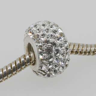 White Swarovski Crystal 925 Silver Square Charm Beads  