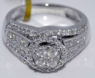 1CT DIAMOND ENGAGEMENT WEDDING RING 10K WHITE GOLD ROUND HALO DESING 