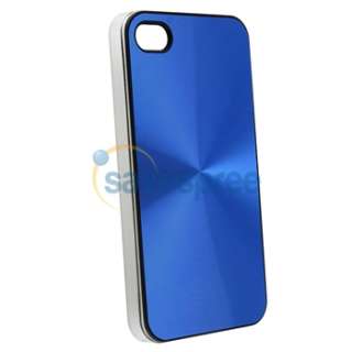 Blue Aluminum Rear CASE+PRIVACY Guard for iPhone 4 4S 4G 4GS G OS 