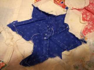   STAR   HAND STITCHED   TINY PRINT COTTON QUILT TOP   QUEEN SIZE  