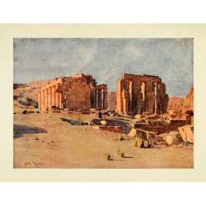 1907 Print Ramesseum Thebes Egypt Ruins Temple Necropolis Art Memorial 