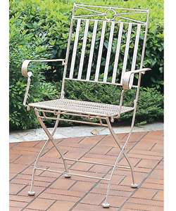 Iron Folding Chair with Arms (Set of 2)  