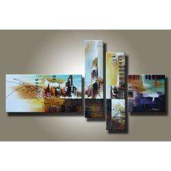 Hand painted Sleepless City 4 piece Gallery wrapped Canvas Art Set