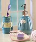 NEW Ladies Fancy Ceramic Bathroom Accessories Set Girly Pink Blue 