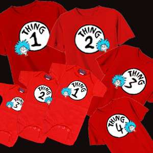 DR. SEUSS THING 1 2 3 4 BABY ONESIE KIDS ADULT T SHIRT ALL SIZES 
