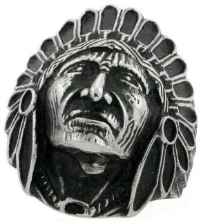 Indian Chief Head Ring Native American Mens Band  