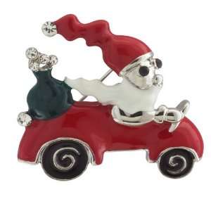   Christmas Silver Tone In Car Rhinestone Brooches Pin Pugster Jewelry