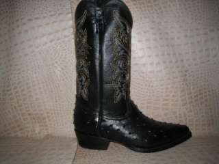 New 2011 Mens Embossed Ostrich Leather Black Boots  