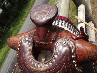   Seat Used Tooled Leather & Buckstitched Big Horn Western Saddle  