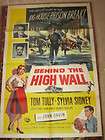 BEHIND THE HIGH WALL Original 1 Sheet Movie Poster. Prison Theme 1956