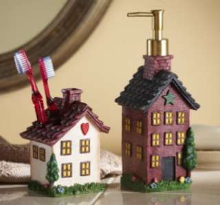   COUNTRY HOUSES BATHROOM SINK ACCESSORY SOAP & TOOTHBRUSH SET NEW
