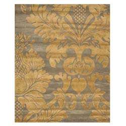 Hand tufted Avalon Blue/ Gold Wool Rug (79 x 99)  