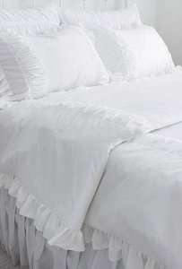 Shabby and elegant white ruffle Duvet cover Bedding Set  