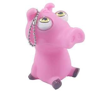   Pop Eyes Fuchsia 3.2 High Rubber Hog Pig w Bead Chain Toys & Games