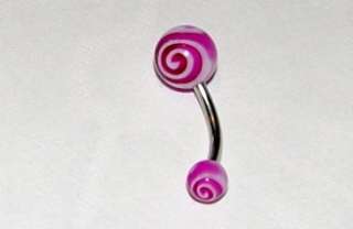 Belly Button Navel Ring Curly Q 14G Various Colors  